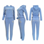 Diamonds Tracksuit 2 Piece Set Women Oversize Hoodies Sweatshirt Sweatpants Joggers Sport Pant Suits Femme Outfits Sweatsuits