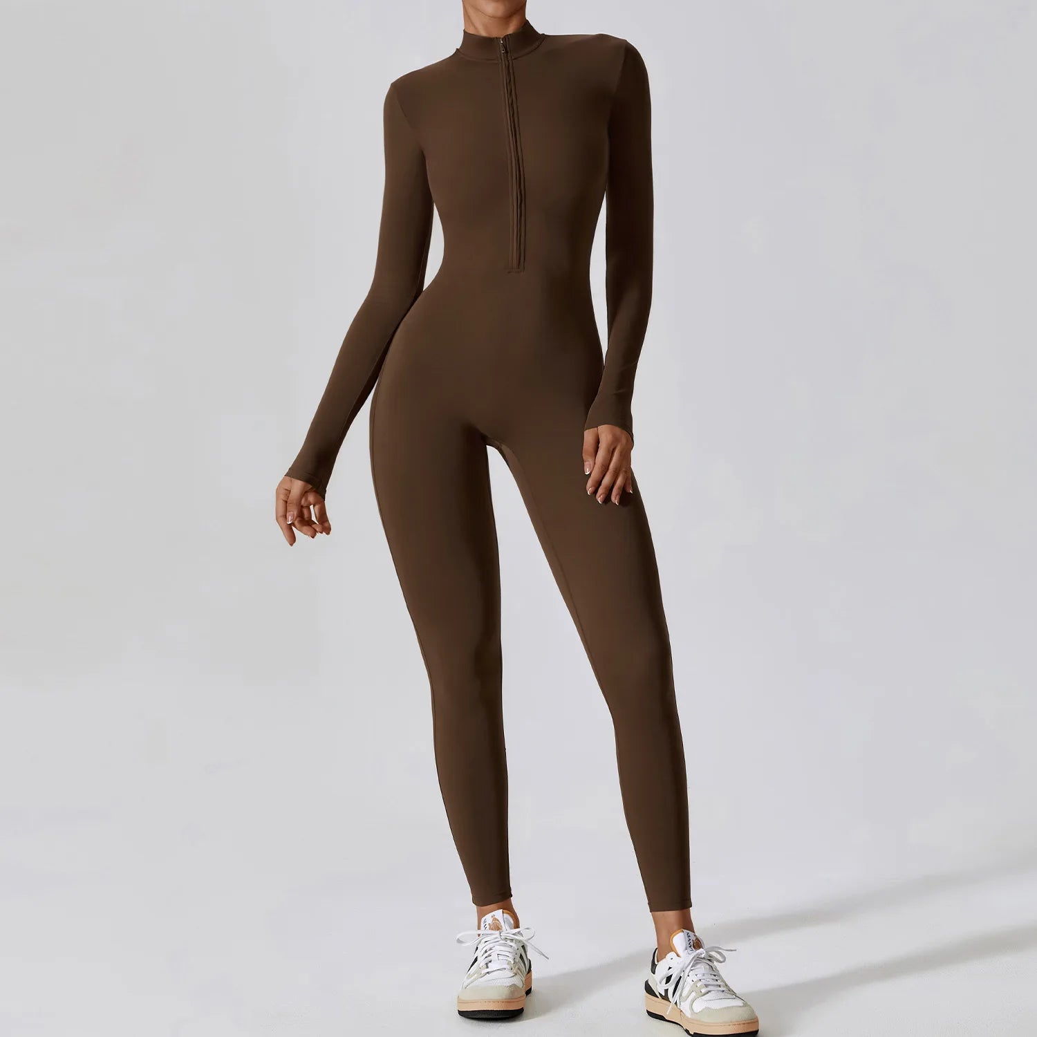 Hot Sale Wholesale New Style Long-sleeved Tight-fitting One-piece Pants in Solid Color - Stylish Yoga and Fitness Jumpsuit Secondary image