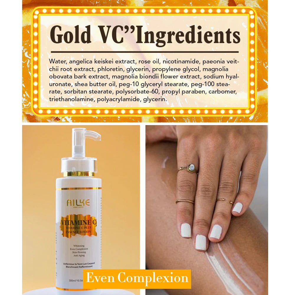 Ailke Beauty Best Natural Care Black Skin Moisturizing Anti Aging Vitamin c Lightening Body Lotion Private Label Skincare