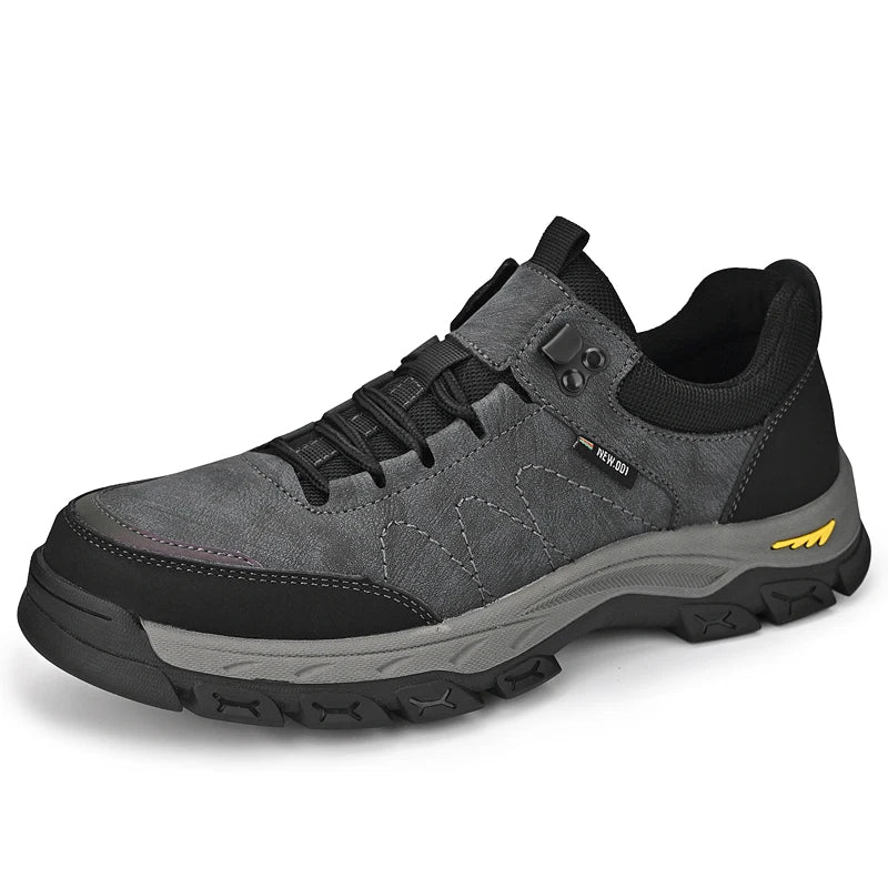 OEM Service Cow Genuine Leather Waterproof Anti Slip Hiking Work Shoes for Men