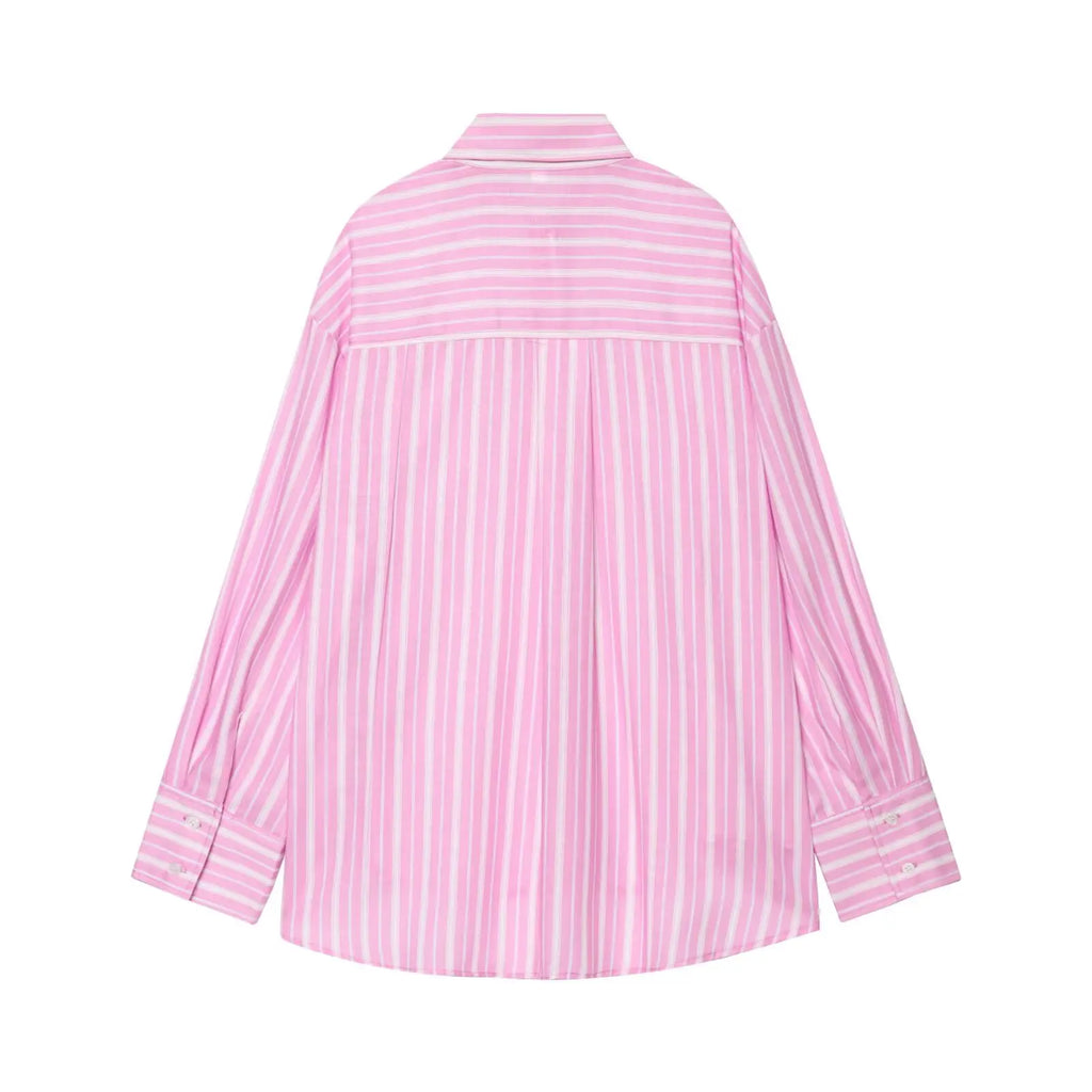 MYST&ZA Women's Clothing 2026 Autumn New Fashion Simple Versatile Striped Loose Lapel Shirt 7200078 7200412