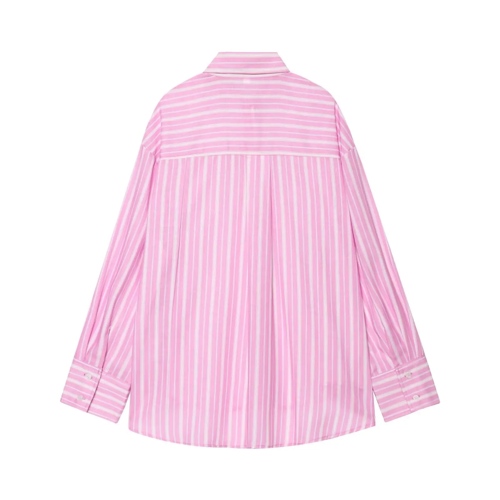 MYST&ZA Women's Clothing 2026 Autumn New Fashion Simple Versatile Striped Loose Lapel Shirt 7200078 7200412
