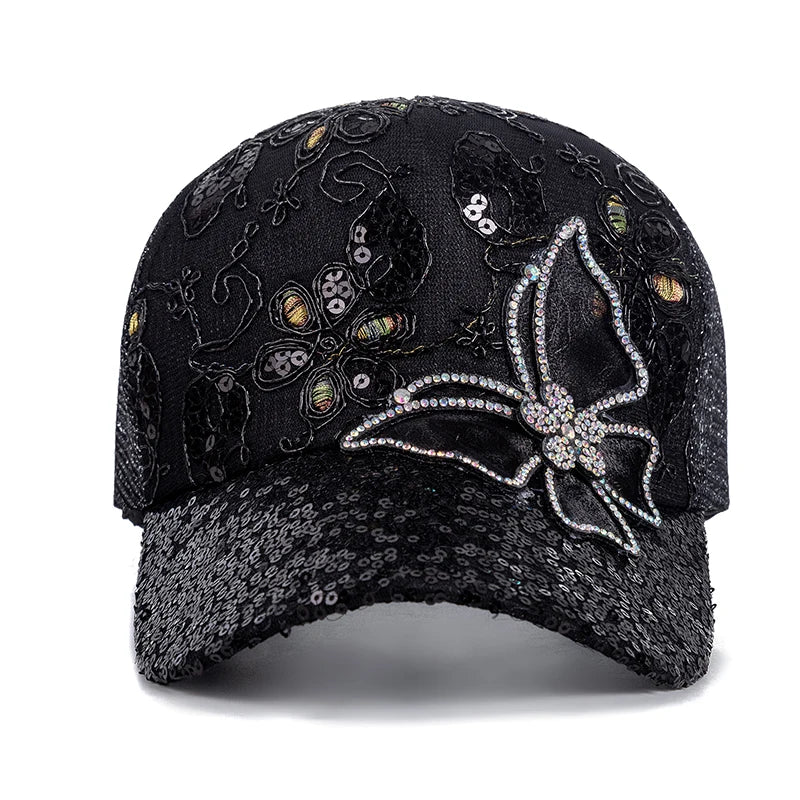 New Fashion Women Cap Butterfly Flower Pendant Baseball Cap Female Outdoor Adjustable Streetwear Summer Trucker Hat Secondary image