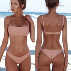 Brazilian Bikini 2022 Bathing Suit Women Swimsuit Plus Size Solid Swimwear Sexy Bandeau Bikini Set Push Up Maillot De Bain Femme