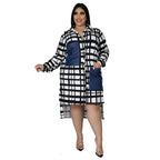 New Plus Size Dresses Women 2022 Wholesale Buttons Casual Long Sleeve Loose Office Lady Plaid Shirt Midi Dresses Dropshipping