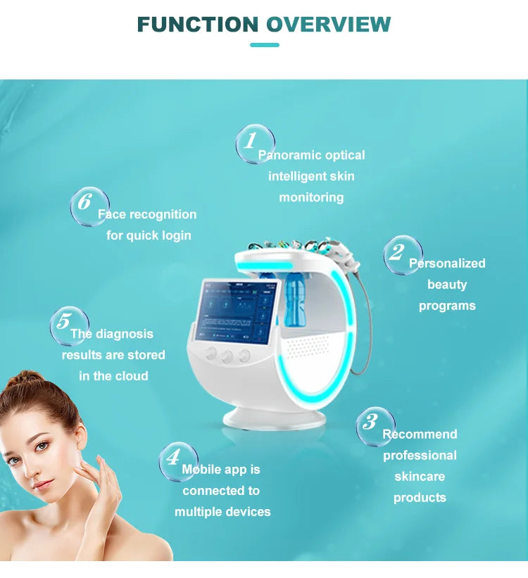 7 in 1 Smart Ice Blue Analyzer Multifunction Facial Machine Diamond Hydra Dermabrasion Facial Aquafacial