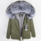 MAOMAOKONG 2025 & 2026 Real Fur Coat New Fashion Fox Fur Collar Winter Women's clothing Removable Lining Thickened Jacket Short Parka