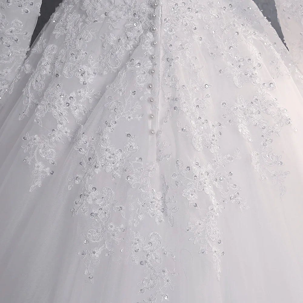 Muslim Wedding Dress 2026 Elegant High Neck With Train Princess Bride Dress Luxury Lace Embroidery Wedding Gown Vestido De Noiva