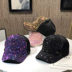 Women's Studded Rhinestone Baseball Cap Adjustable  Sparkle Bling Sun Hat
