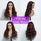Raw Indian Hair 18-32 Inch Highlight 99J Colored Body Wave Wigs Human Hair 13x4 Transparent Lace Front Wigs for Black Women