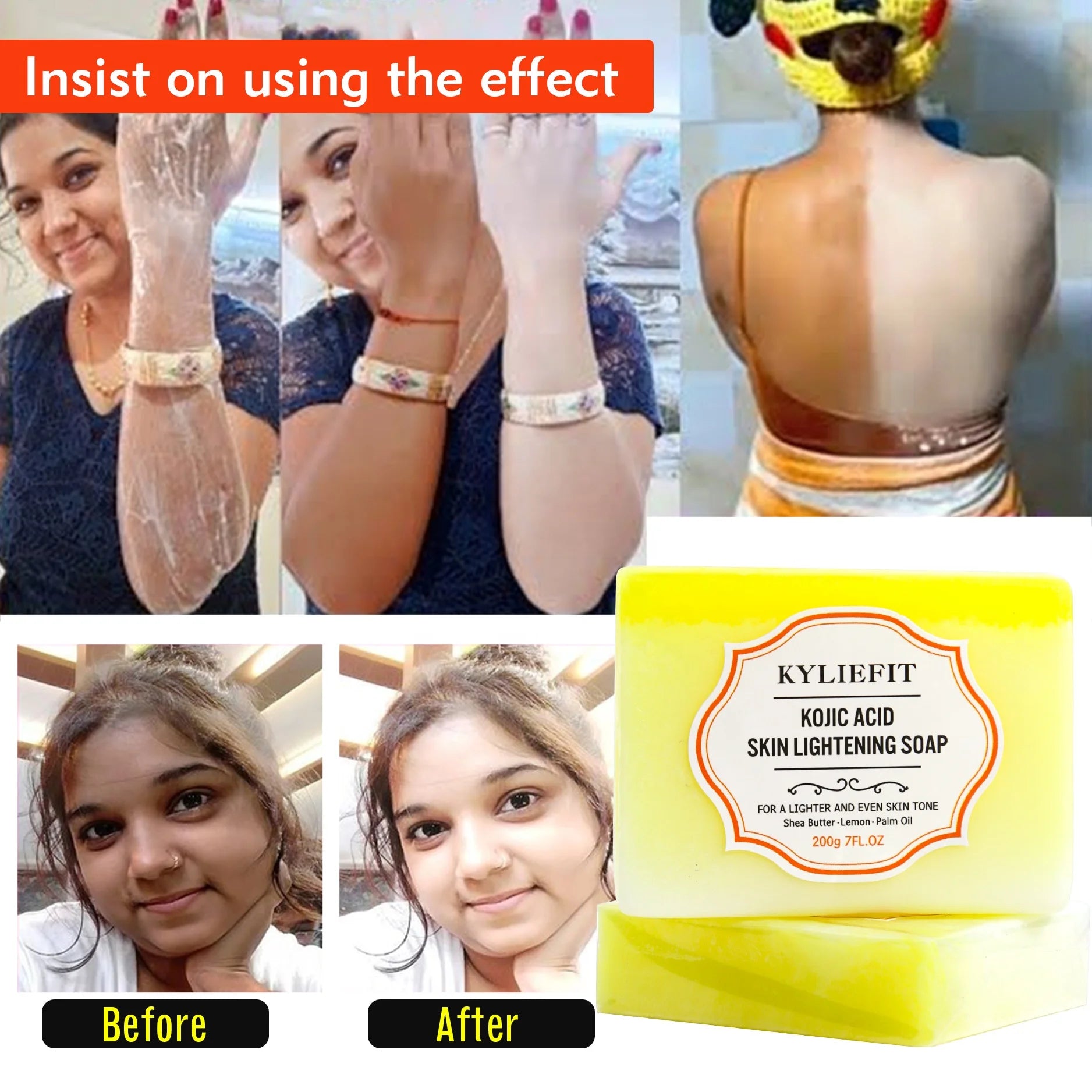 Kyliefit Skincare Tumeric and Facial Shea Butter Lemon Mens Bath Soaps Kojic Acid Soap for Bathing