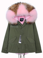MAOMAOKONG 2025 & 2026 Real Fur Coat New Fashion Fox Fur Collar Winter Women's clothing Removable Lining Thickened Jacket Short Parka