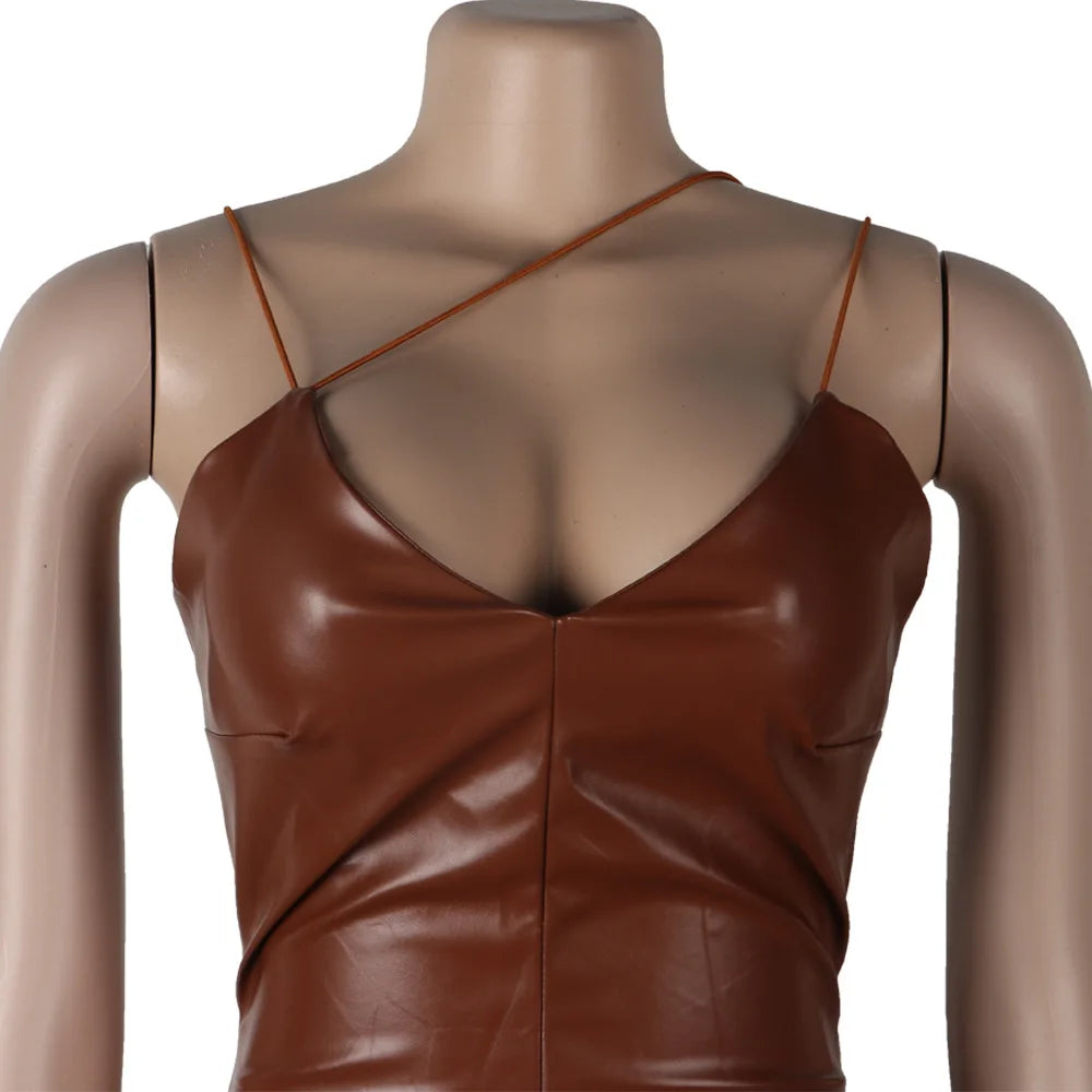 faux leather dress women dresses for women 2026 birthday outfits female dresses casual PU winter clothes
