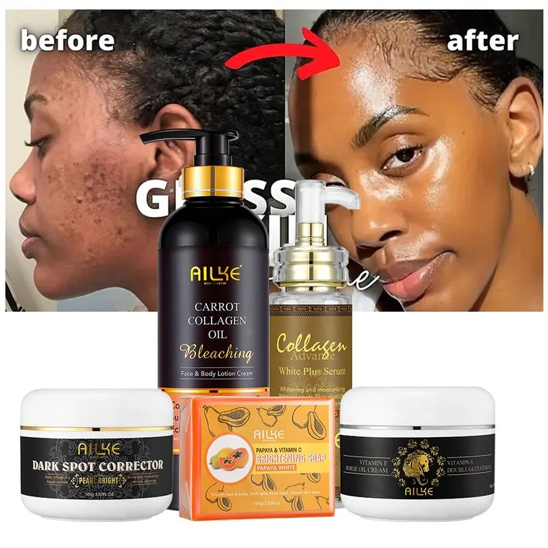 AILKE Best Selling Products 2025 Private Label Organic Collagen Anti-Aging Serum Whitening Body Lotion Skin Care Set Main image