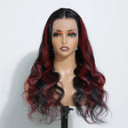 Raw Indian Hair 18-32 Inch Highlight 99J Colored Body Wave Wigs Human Hair 13x4 Transparent Lace Front Wigs for Black Women
