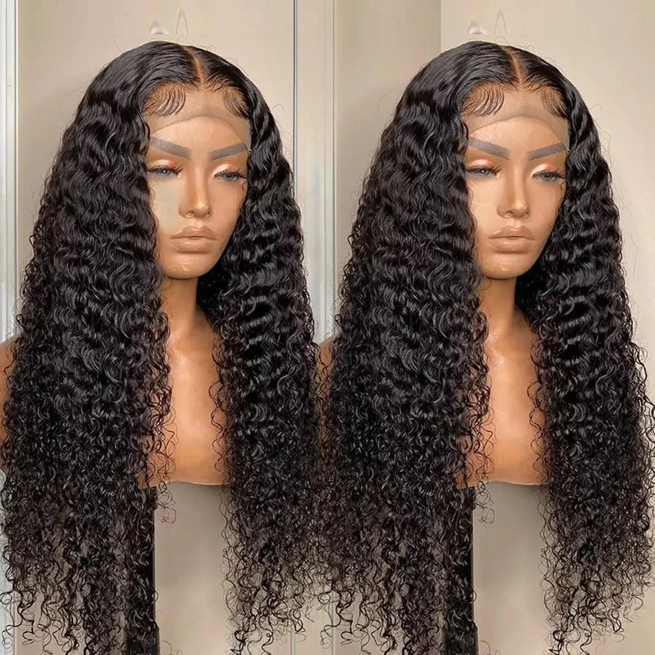 40Inch Deep Curly 13X6 HD Transparent Lace Front Human Wigs Brazilian Human Hair Wigs Water Curly Wave Frontal Wigs Pre Plucked