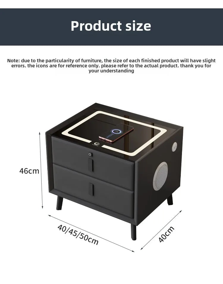 Modern Simple Luxury Smart Bedside Table New Solid Wood Multi-Functional Wireless Charging Accessible Internet Bedroom Furniture