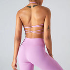 Women's High Quality Custom Logo Seamless Gym Tops Padded Cross Strap Workout Athletics Fitness Yoga Bras