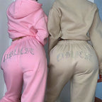 Diamonds Tracksuit 2 Piece Set Women Oversize Hoodies Sweatshirt Sweatpants Joggers Sport Pant Suits Femme Outfits Sweatsuits