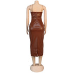 faux leather dress women dresses for women 2026 birthday outfits female dresses casual PU winter clothes