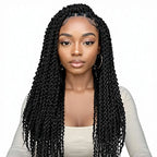 WIGER Full Double Lace Braided Wig with Pre Plucked Baby Hair Senegalese Style Black 24 Inch 180g