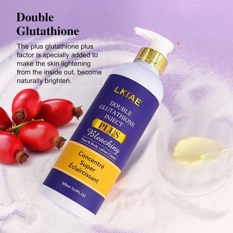 Private Label Vegan Organic Double Gluta Moisturizer Dry Black Skin Care Bleaching Whitening Body Lotion for Pigment Removal