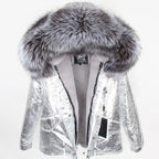 MAOMAOKONG 2025 & 2026 Real Fur Coat New Fashion Fox Fur Collar Winter Women's clothing Removable Lining Thickened Jacket Short Parka
