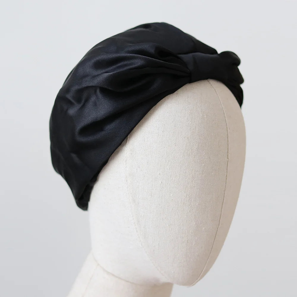 Women Sleep Hat Soft Pure Silk Charmeus Night Sleep Cap Hair Bonnet  Silk Comfortable Head Cover Wide Elastic Band Hair Loss Cap