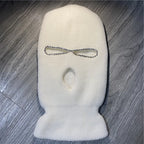 Shining Diamond Balaclava Face Mask Women Pink Sport Knitted Fleece Ski Mask for Women Three Hole Hat Shiny Rhinestone