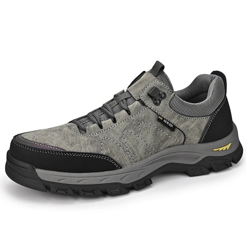 OEM Service Cow Genuine Leather Waterproof Anti Slip Hiking Work Shoes for Men