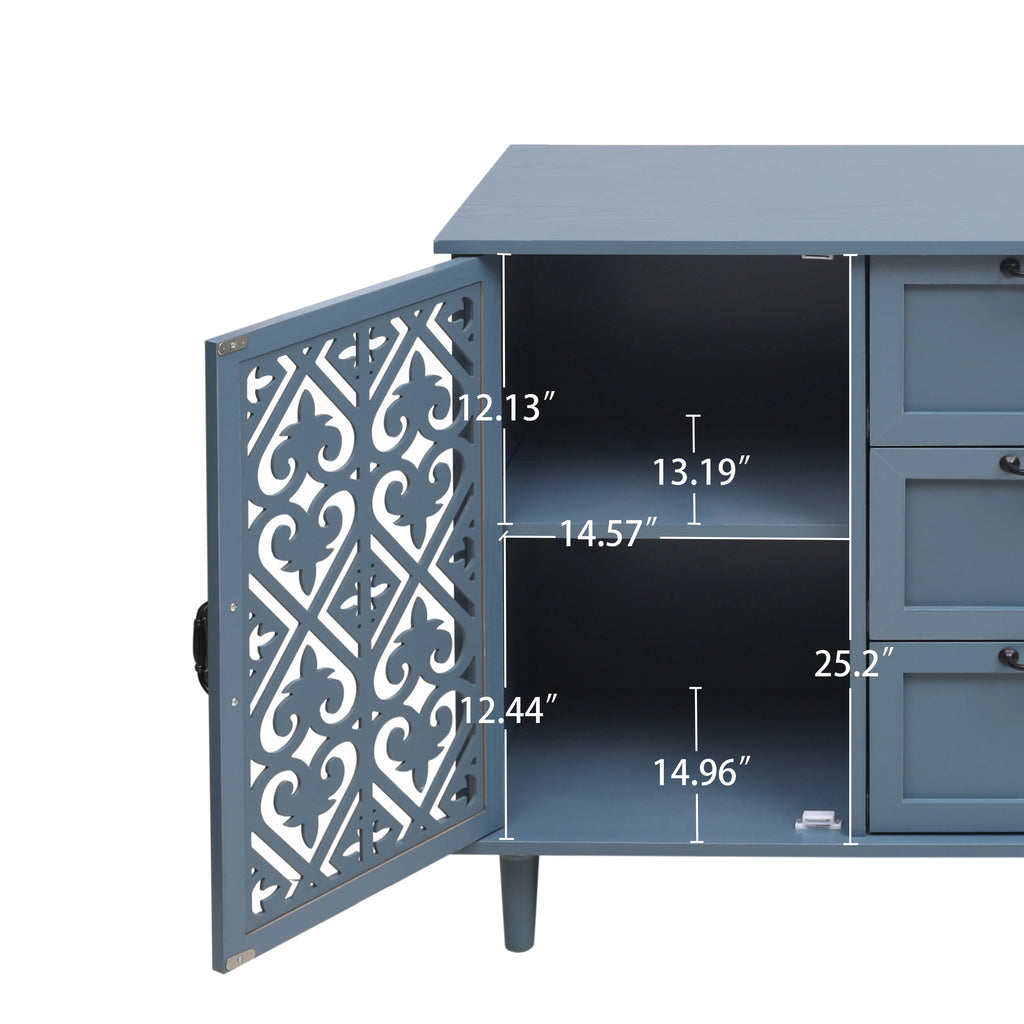 American Furniture 2-Door 3-Drawer Mirror Cabinet for Bedroom Living Room Study Home Bar Wine Cellar