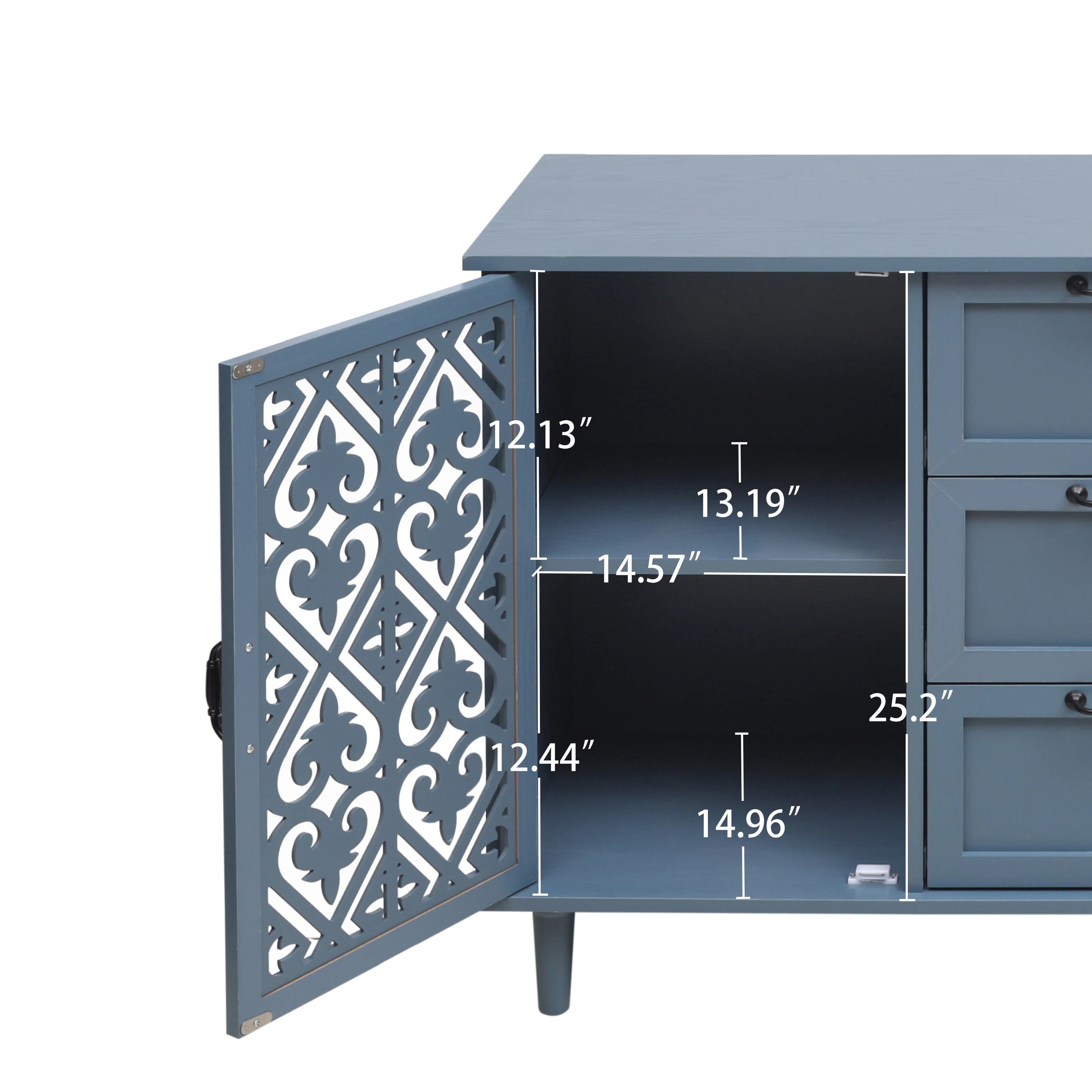 American Furniture 2-Door 3-Drawer Mirror Cabinet for Bedroom Living Room Study Home Bar Wine Cellar