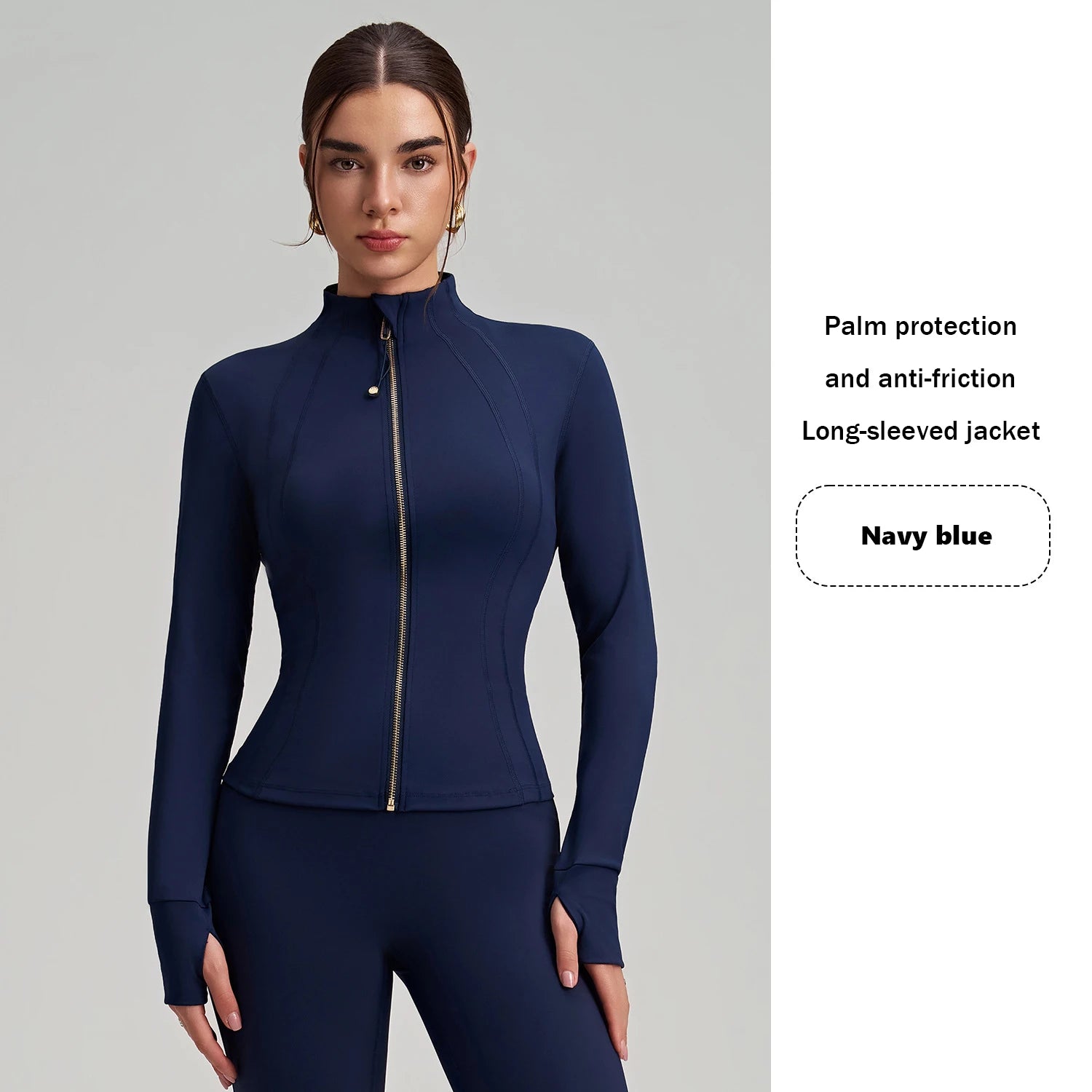 XW-WT-5006 Solid Color Moisture Wicking Gym Clothing Activewear Women Zipper Long Sleeve Workout Slimming Yoga Jacket Secondary image