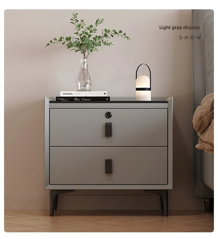Modern Simple Luxury Smart Bedside Table New Solid Wood Multi-Functional Wireless Charging Accessible Internet Bedroom Furniture