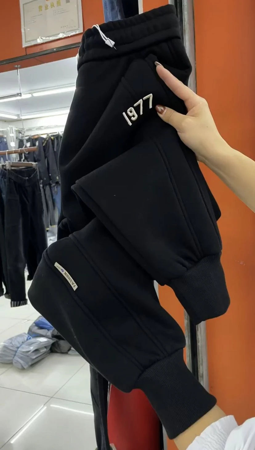Autumn/Winter Women's High Quality Wool Jogging Sweatpants Breathable Casual Sports Fashion Elastic Waist Closure Harlan Design Secondary image