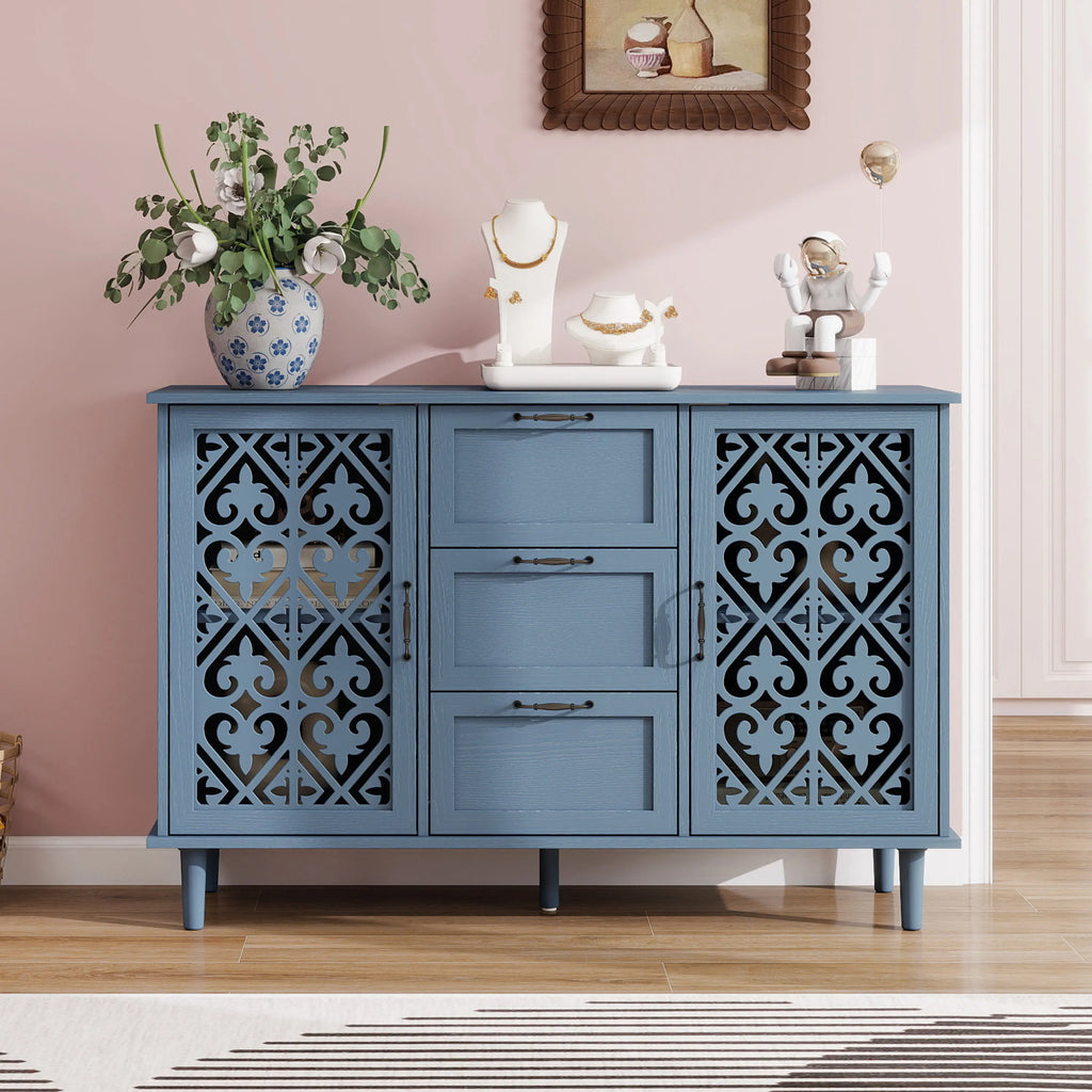 American Furniture 2-Door 3-Drawer Mirror Cabinet for Bedroom Living Room Study Home Bar Wine Cellar