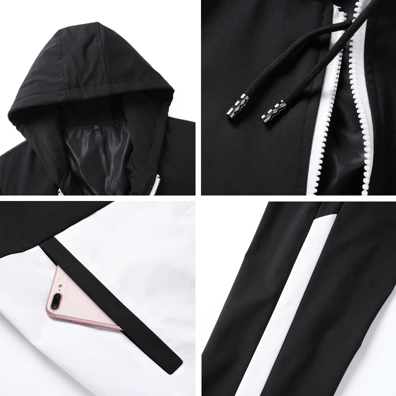 2025 Men Tracksuit Casual Joggers Hooded Sportswear Jackets And Pants 2 Piece Sets Hip Hop Running Sports Suit