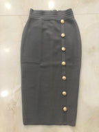 New Arrival Women Button Black Blue Red Bodycon Bandage Skirt 2026 Designer High Waist High Street Party Club Pencil Skirt 75cm