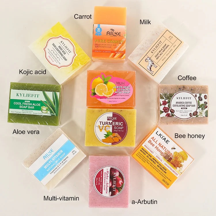 Kyliefit Hand Face Body Soothing Anti Acne Removal Pimples Brightening Lightning Bath Cool Fresh Aloe Vera Soap Bar for All Skin