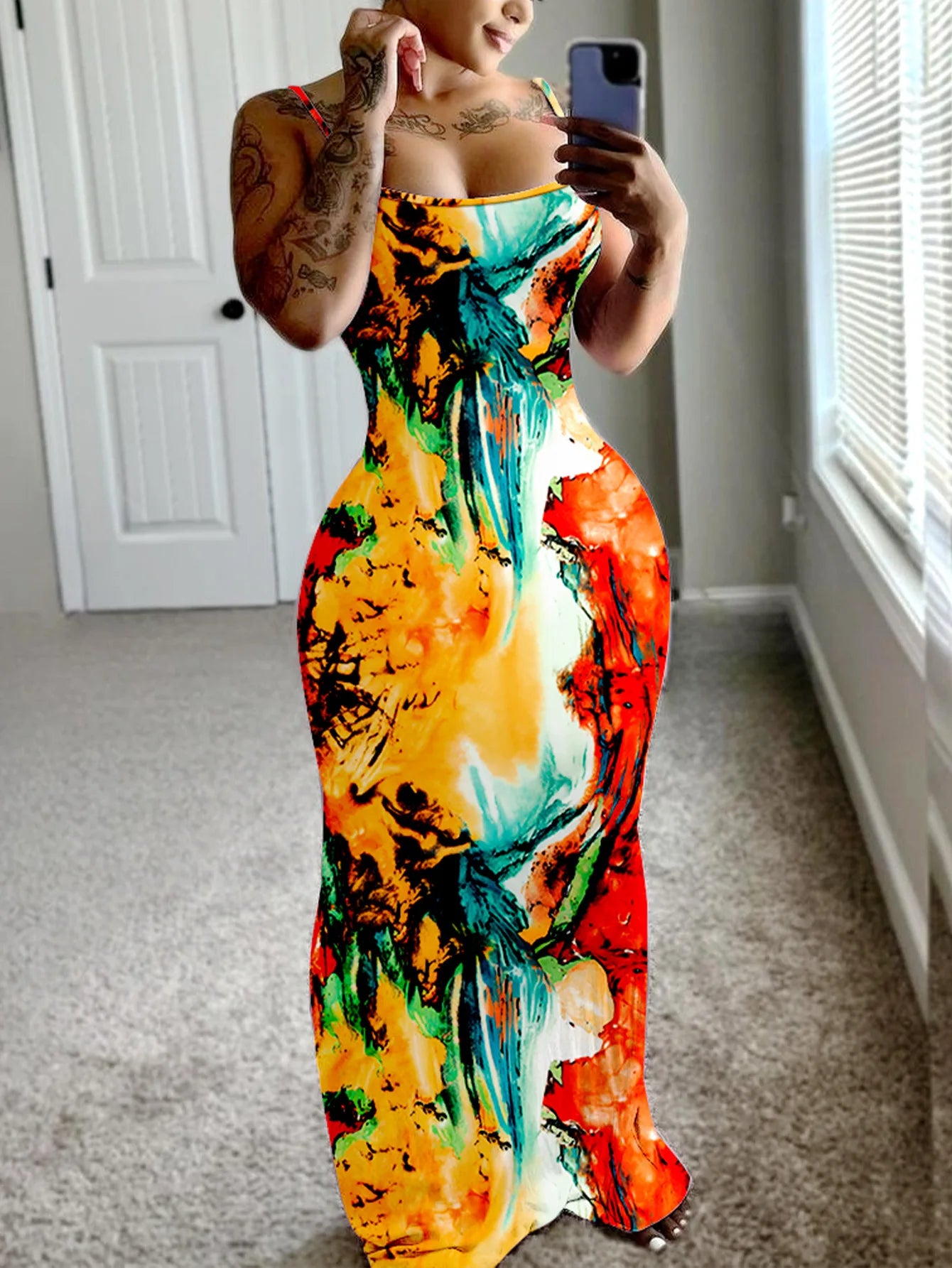 New Arrival Women's Summer Bodycon Maxi Dress Spaghetti Strap Sklinky Casual Ribbed Knit Floor-Length with Beading Decoration Secondary image