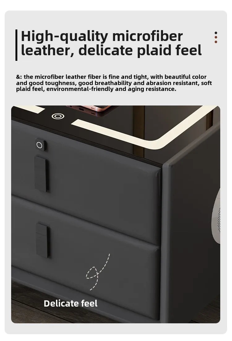 Modern Simple Luxury Smart Bedside Table New Solid Wood Multi-Functional Wireless Charging Accessible Internet Bedroom Furniture