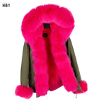 MAOMAOKONG 2025 & 2026 Real Fur Coat New Fashion Fox Fur Collar Winter Women's clothing Removable Lining Thickened Jacket Short Parka