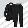 2025& 2026 Women's New V-neck Big Collar Solid Color One Button Professional Set Casual Nine Sleeve Suit Set Women's Wear