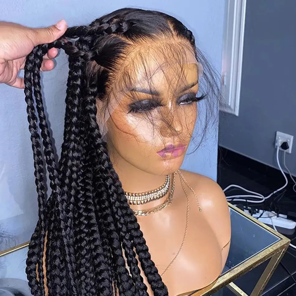 Wholesale Glueless Braid Wig Vendors,Full Lace Braided Wigs Human Hair for Women,Transparent Cornrow Braided Lace Front Wig Main image