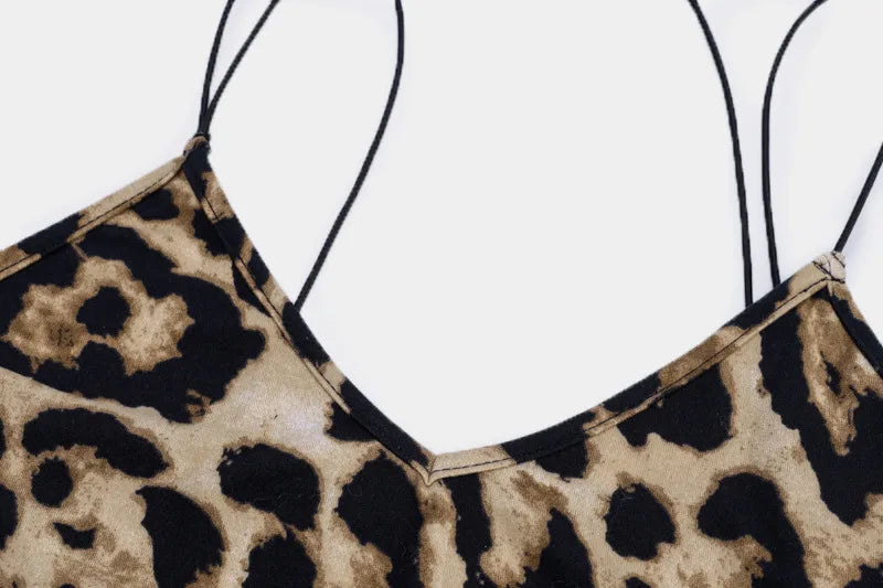 leopard print sleeveless V-neck sexy Hipster Fashion midi dress spring women fashion streetwear Christmas party outfits