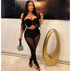 A7332 2026 Outfits for Women Solid Corset With Patchwork Pencil Pants Party Outfits Women Two Piece Set Club Set