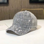 Women's Studded Rhinestone Baseball Cap Adjustable  Sparkle Bling Sun Hat