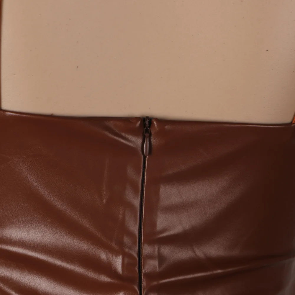 faux leather dress women dresses for women 2025 birthday outfits female dresses casual PU winter clothes