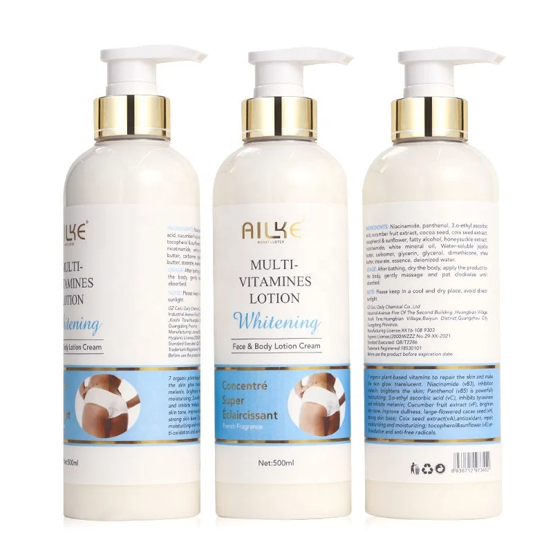Private Label Ailke Natural Moisturizing Black Skin Lightening Whitening Body Lotion for Women