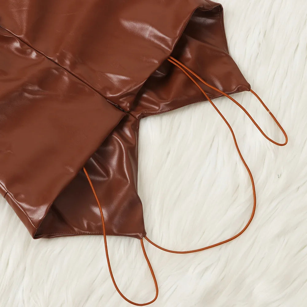 faux leather dress women dresses for women 2026 birthday outfits female dresses casual PU winter clothes